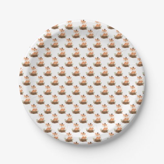 Assiettes En Carton Sage Green Woodland Fox Eucalyptus (Devant)