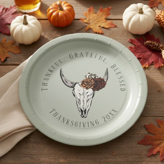 Assiettes En Carton Sage Merci Grateful Thanksgiving