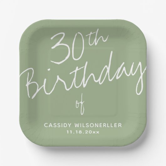Assiettes En Carton Sage minimaliste 30e anniversaire (Recto)