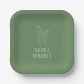 Assiettes En Carton Sage Prickly Pear Cactus Plaques de papier Bachelo (Recto)