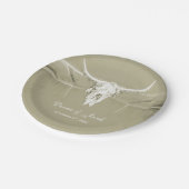 Assiettes En Carton Sage rustique Vert Blanc Vache Occidentale Crâne (Angle)