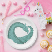 Assiettes En Carton Sage vert coeur dragon sur blanc (Fête)