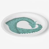 Assiettes En Carton Sage vert coeur dragon sur blanc (Angle)