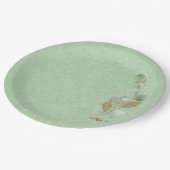 Assiettes En Carton Sage vert et Parties scintillant feuille botanique (Angle)