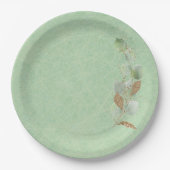 Assiettes En Carton Sage vert et Parties scintillant feuille botanique (Devant)
