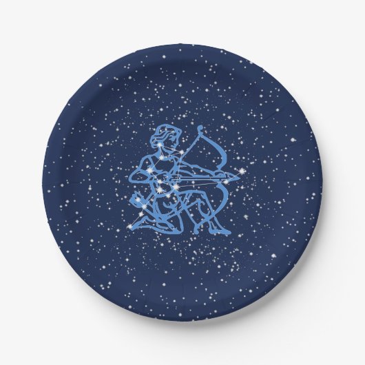 Assiettes En Carton Sagittarius Constellation & Zodiac Signe avec étoi (Devant)