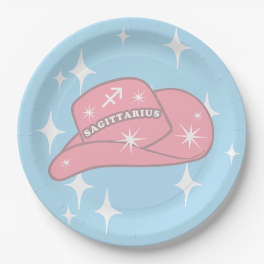 Assiettes En Carton Sagittarius moderne Zodiac Cowgirl Casquette bleu (Devant)
