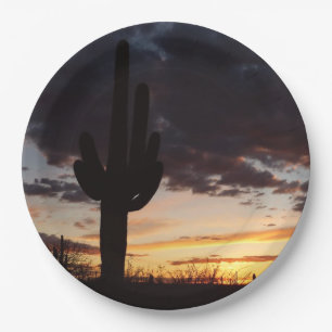 Assiettes En Carton Saguaro Sunset III Arizona Desert Paysage