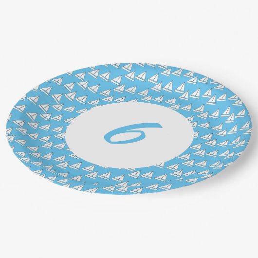 Assiettes En Carton Sailboat Party Sixième anniversaire (Angle)