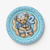 Assiettes En Carton Sailor Bear 2 an Anniversaire Plaques papier (Devant)