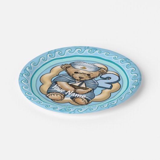 Assiettes En Carton Sailor Bear 2 an Anniversaire Plaques papier (Angle)