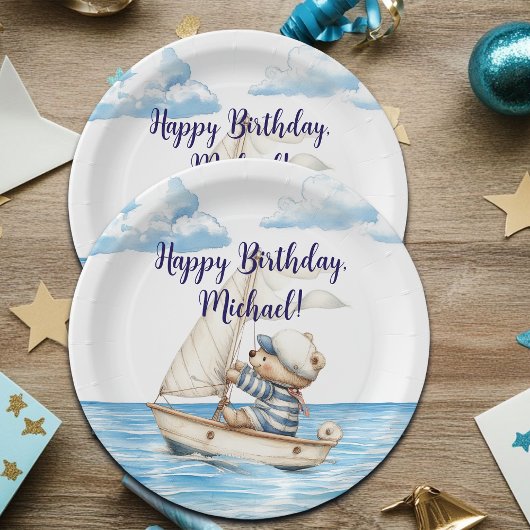 Assiettes En Carton Sailor Teddy Bear Anniversaire