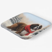 Assiettes En Carton Saint Bernard Chien à Noël de neige (Angulaire)