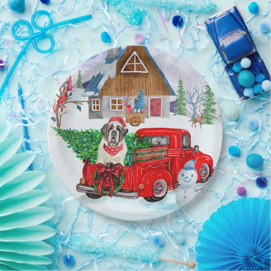 Assiettes En Carton Saint Bernard Chien dans la livraison de Noël Cami (Fête)