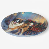 Assiettes En Carton Saint Bernard Christmas Festive (Angle)