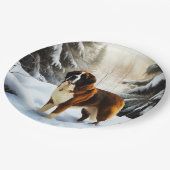 Assiettes En Carton Saint Bernard Laisser Neige Noël (Angle)