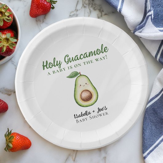 Assiettes En Carton Saint-Guacamole Baby shower drôle