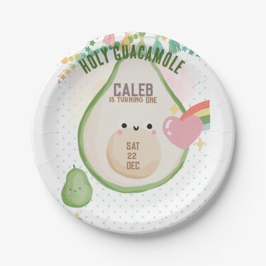 Assiettes En Carton Saint-Guacamole Fiesta Avocado 1er anniversaire (Devant)