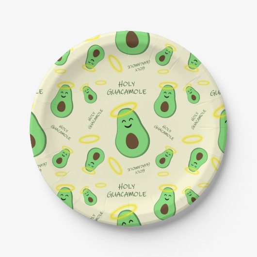Assiettes En Carton Saint-Guacamole mignon avocat (Devant)