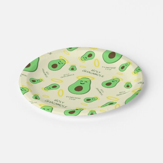 Assiettes En Carton Saint-Guacamole mignon avocat (Angle)