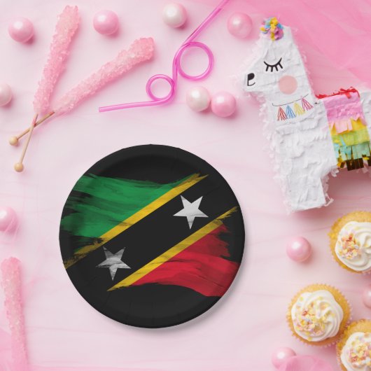 Assiettes En Carton Saint-Kitts et Nevis flag brush stroke (Fête)
