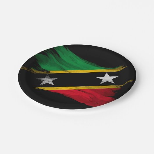 Assiettes En Carton Saint-Kitts et Nevis flag brush stroke (Angle)