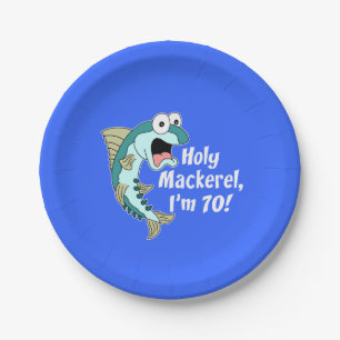 Assiettes En Carton Saint Mackerel I'm 70 Blue 70th Party Plates