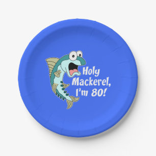 Assiettes En Carton Saint Mackerel I'm 80 Blue 80th Party Plates