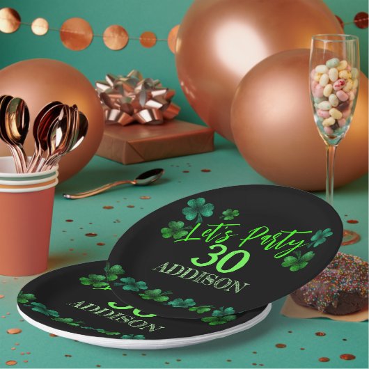 Assiettes En Carton Saint Patrick Day Anniversaire Faisons shamrock (Multi)