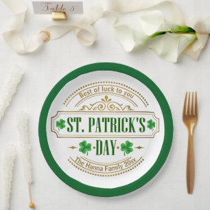 Assiettes En Carton Saint-Patrick personnalisé - Chance des Irlandais