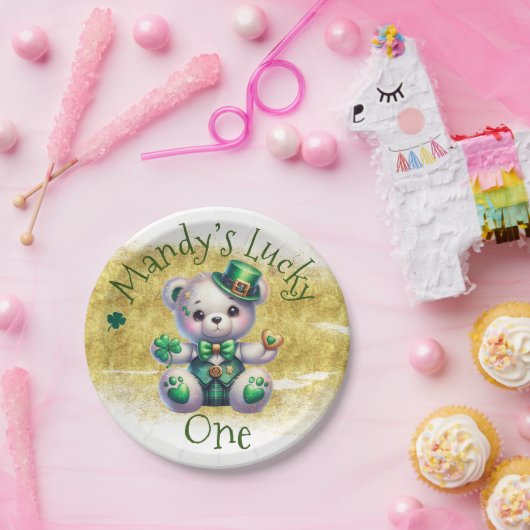 Assiettes En Carton Saint Patrick’s Day Ours vert Anniversaire Lucky O (Fête)