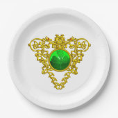 Assiettes En Carton SAINT PATRICK'S CELTIC COEUR, SHAMROCK, blanc (Devant)