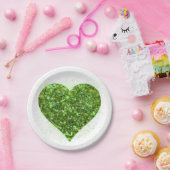 Assiettes En Carton Saint Patrick's day, coeur vert irlandais scintill (Fête)