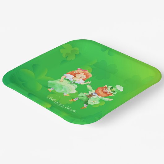 Assiettes En Carton Saint Patrick's Day Irlandais Elfes Dancing Jig (Angulaire)