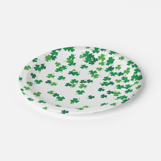 Assiettes En Carton Saint Patrick's Day Irlandais Shamrocks verts Clov (Angle)