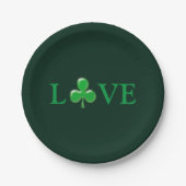 Assiettes En Carton Saint Patrick's Day Love Green Clover Shamrock (Devant)