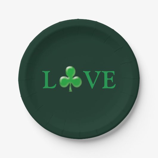 Assiettes En Carton Saint Patrick's Day Love Green Clover Shamrock (Devant)