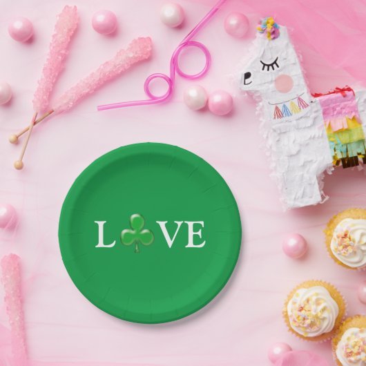 Assiettes En Carton Saint Patrick's Day Love Green Shamrock moderne (Fête)