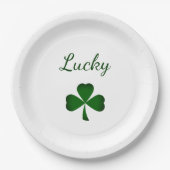 Assiettes En Carton Saint Patrick's Day Lucky Green Shamrock (Devant)