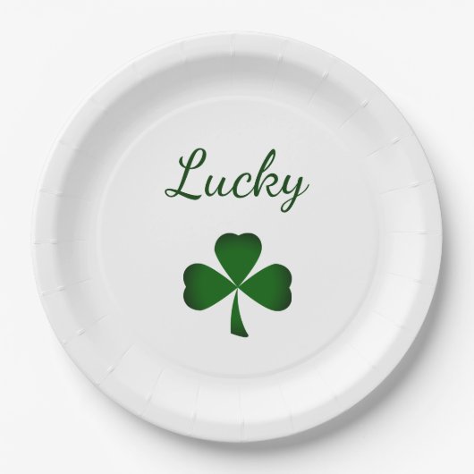 Assiettes En Carton Saint Patrick's Day Lucky Green Shamrock (Devant)