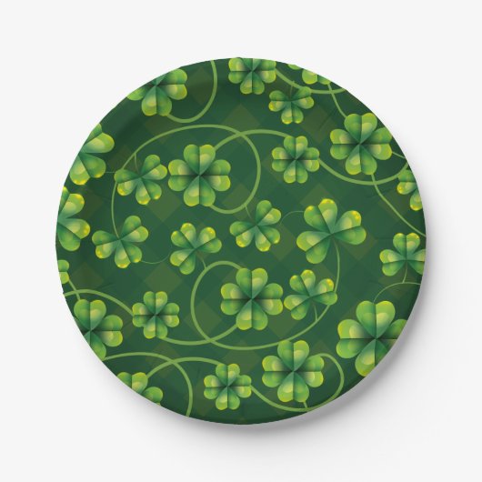 Assiettes En Carton Saint Patrick's Day Shamrock Plaid (Devant)