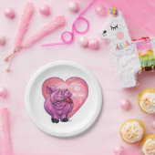 Assiettes En Carton Saint Valentin au cochon (Fête)