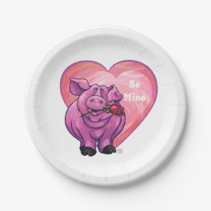Assiettes En Carton Saint Valentin au cochon