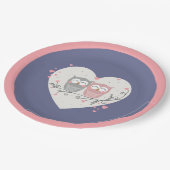 Assiettes En Carton Saint-Valentin aux chouettes amoureuses (Angle)
