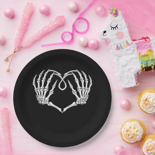 Assiettes En Carton Saint Valentin Coeur gothique Avec Squelette Mains (Fête)