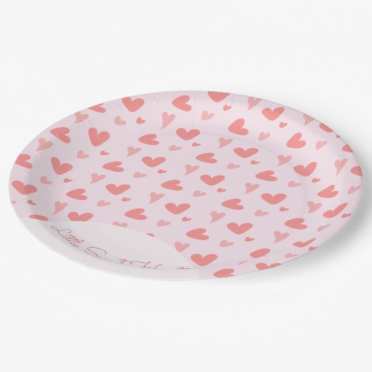 Assiettes En Carton Saint-Valentin Coeurs rose Peach Anniversaire (Angle)