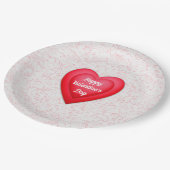 Assiettes En Carton Saint Valentin Fancy Red Hearts Personnalisé (Angle)