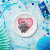 Assiettes En Carton Saint-Valentin Hippopotame (Fête)