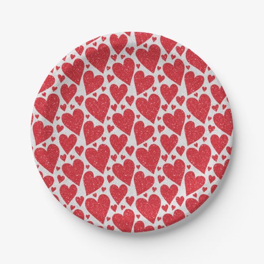 Assiettes En Carton Saint Valentin Mariage Rouge Blanc Parties scintil (Devant)