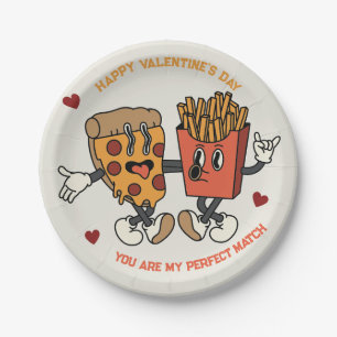 Assiettes En Carton Saint-Valentin "Match de pizza et de pommes de ter